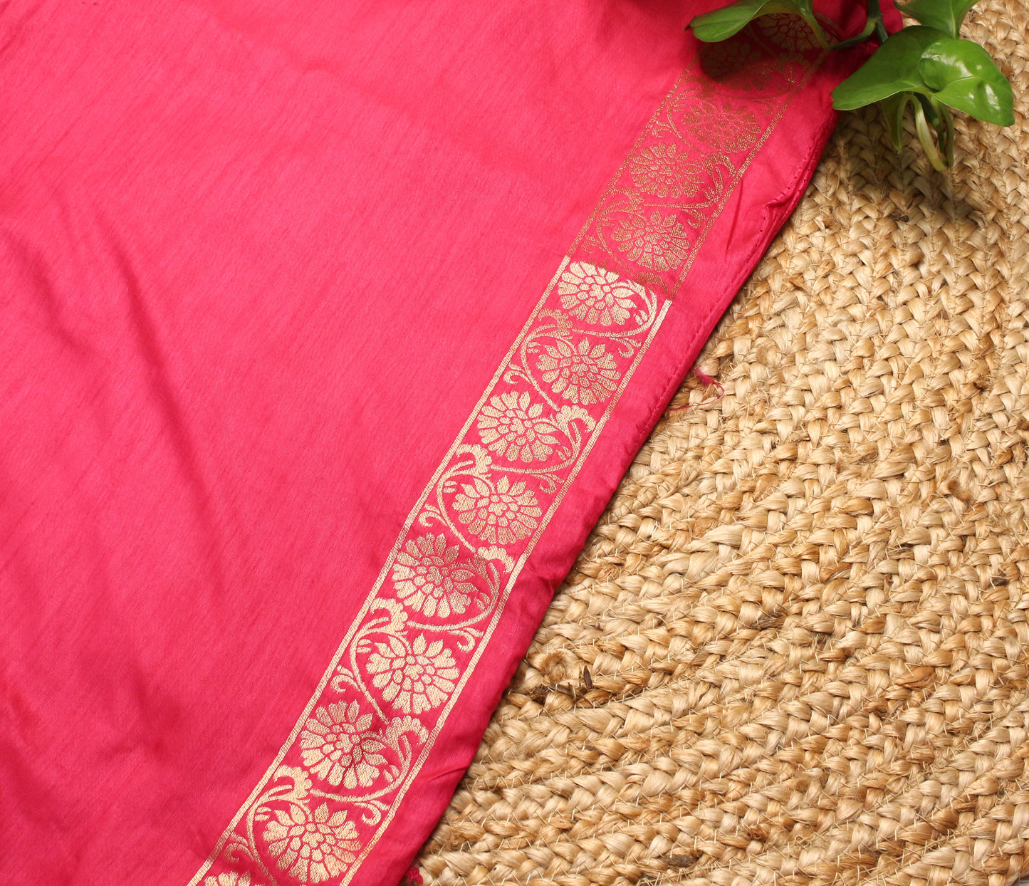 Pink Banarasi Saree with Gold Zari Lotus & Paisley Design