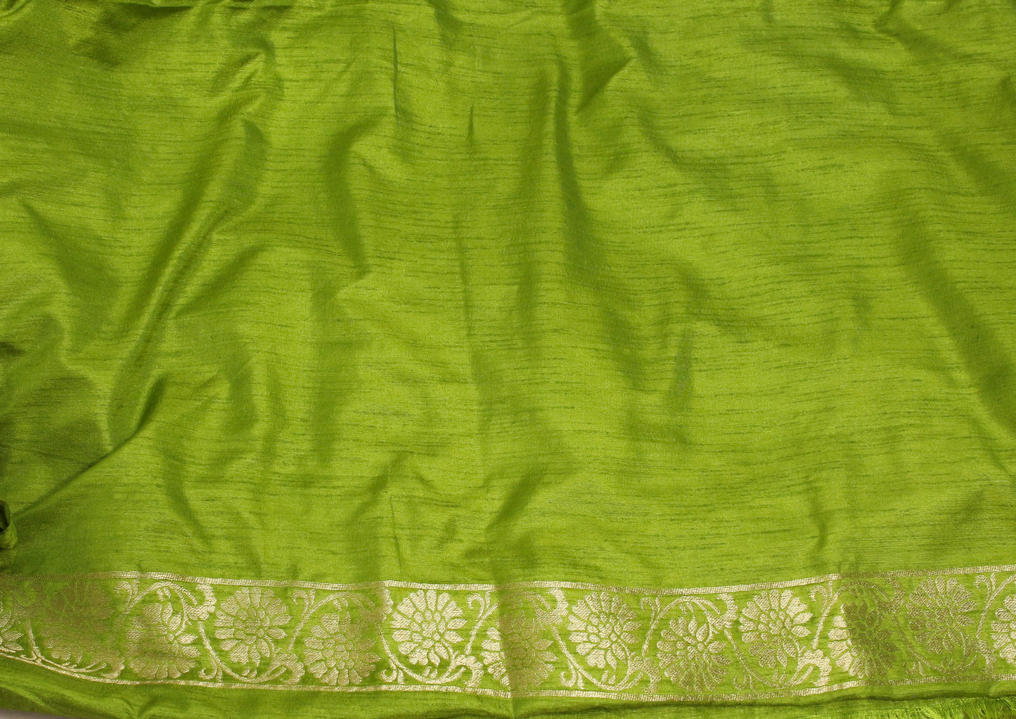 Parrot green  Banarasi Saree with Gold Zari Lotus & Paisley Design