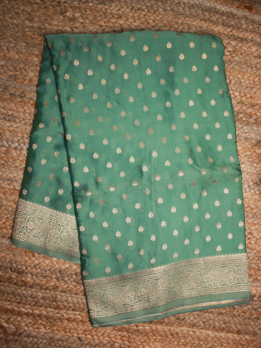 Banarasi Mashru Silk blend Saree in green with Zari Buta