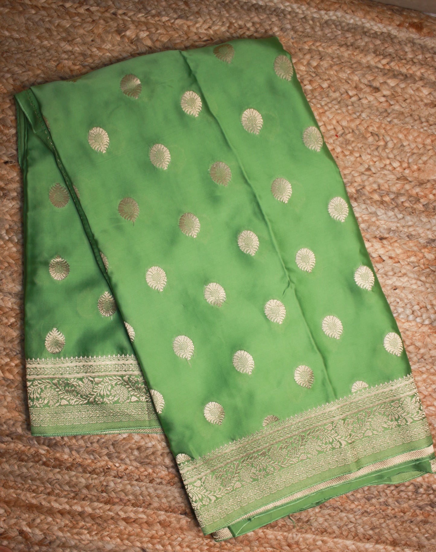 Banarasi Satin blend Saree in green with Zari Buta