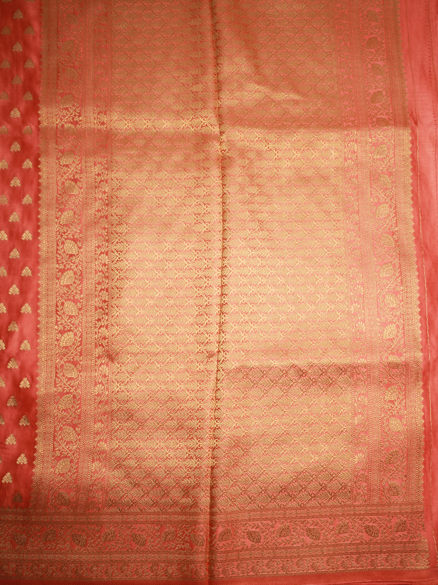 Banarasi Satin Mashru Silk Saree in Peach Pink with Zari Buta