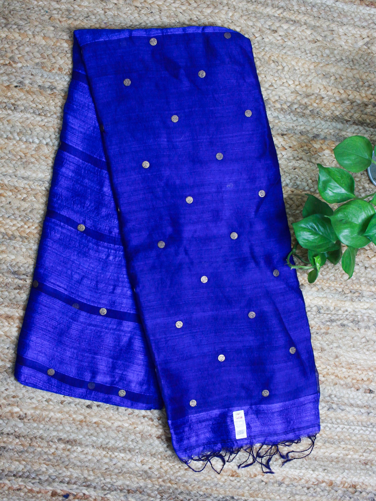 Royal Blue Pure Matka Silk Saree with Woven Sequin Design – Silk Mark Certified